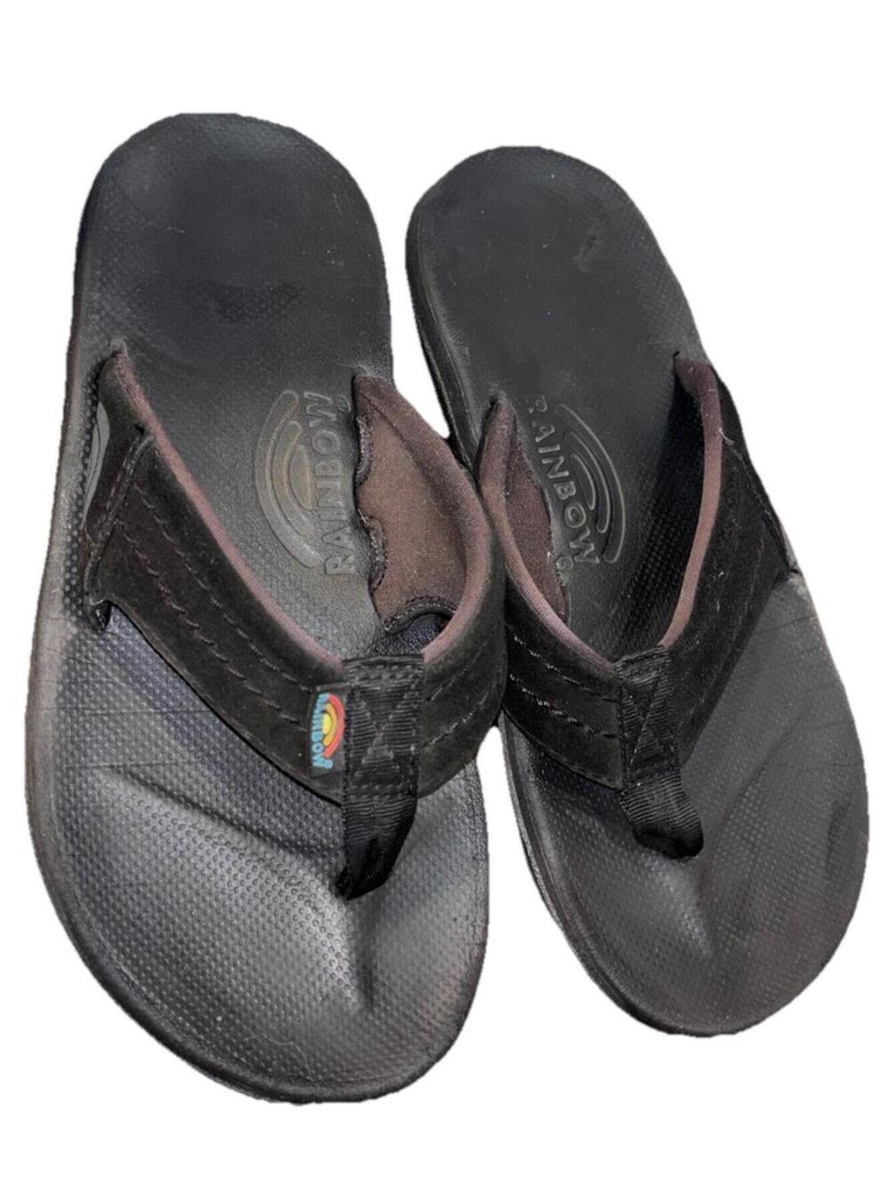 Men’s Black Rainbow Flip Flops Size M 7